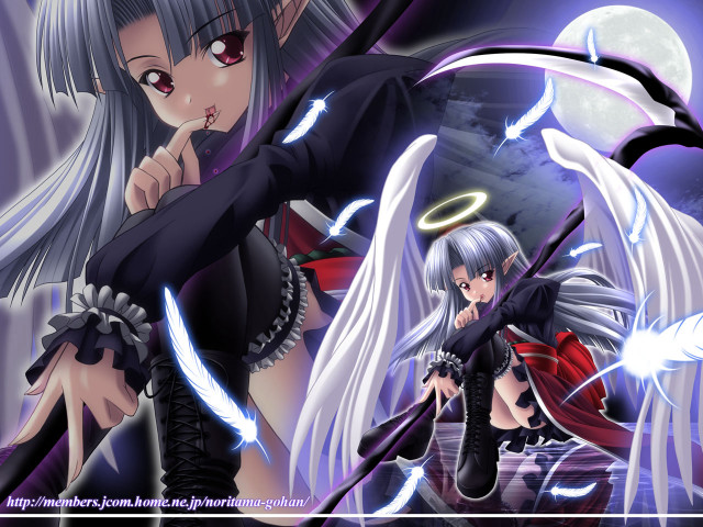 Anime couple sword demon fullmoon free wallpaper for desktop - medium preview image
