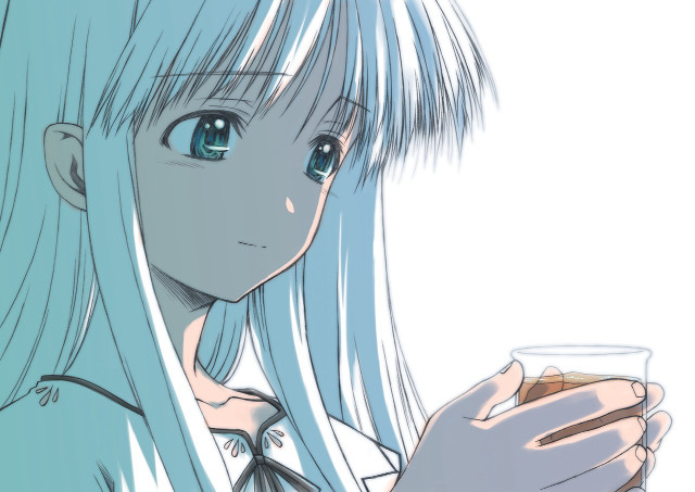 Girl white hair tea phone free wallpaper for desktop - medium preview image