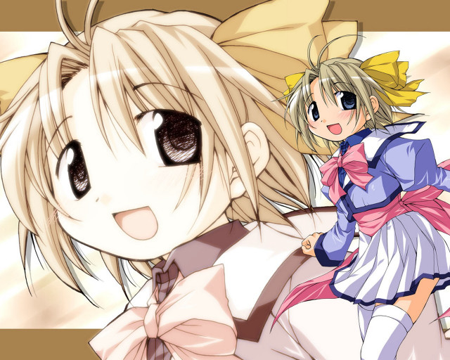 Anime blonde characters bows school free wallpaper for desktop - medium preview image
