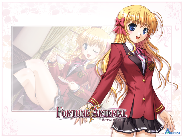 Anime girl red jacket blonde free wallpaper for desktop - medium preview image