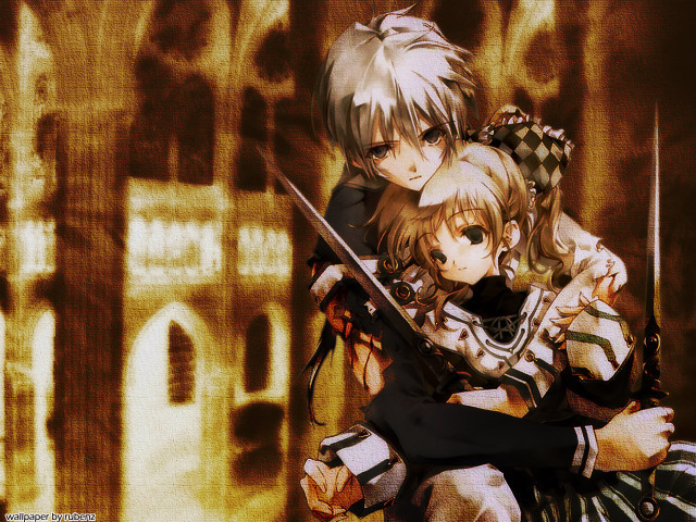 Anime characters bench sword castle free wallpaper for desktop - medium preview image