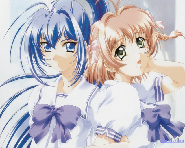 Anime girls blue hair bows #3 free wallpaper for desktop - medium preview image