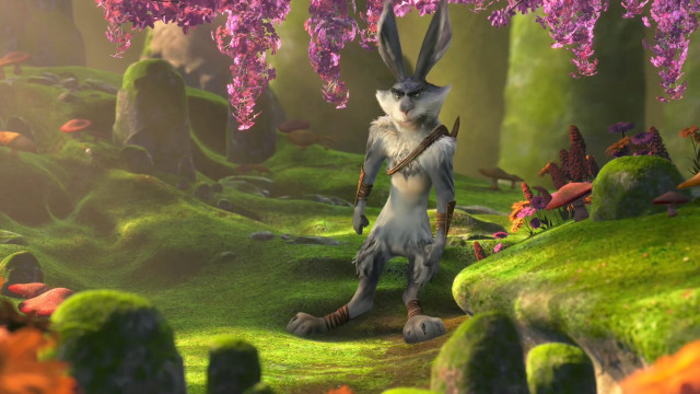 Rabbit walking lush forest flowers free wallpaper for desktop - medium preview image