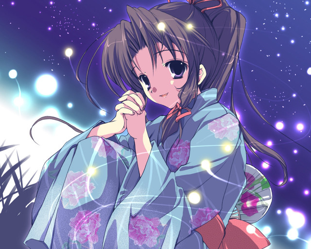 Kimono night sky stars moon free wallpaper for desktop - medium preview image