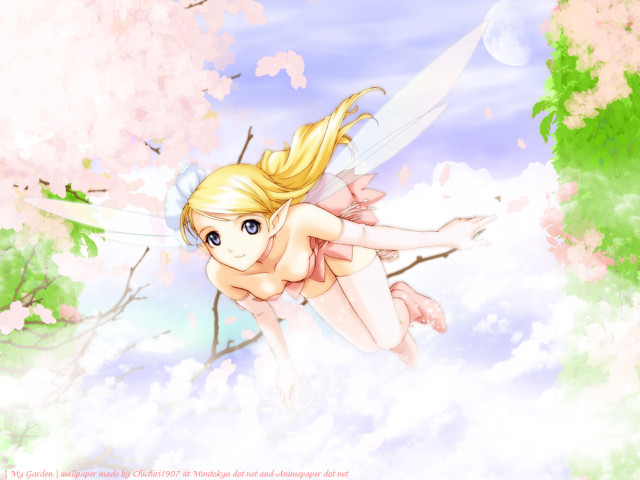 Fairy cloud sword flowers anime free wallpaper for desktop - medium preview image