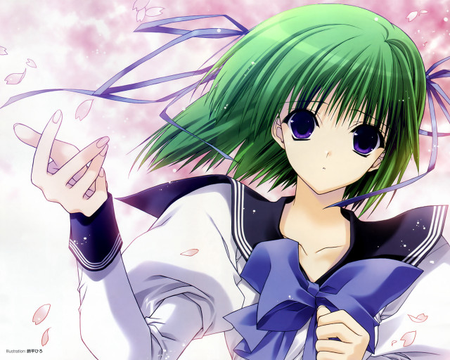 Green hair blue eyes manga free wallpaper for desktop - medium preview image