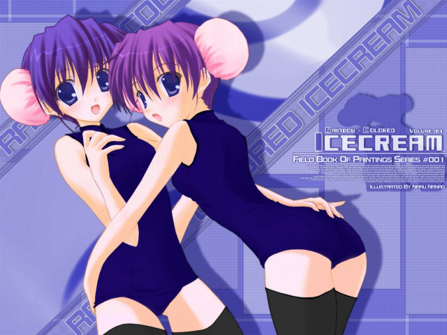 Anime girls hug blue background #4 free wallpaper for desktop - medium preview image