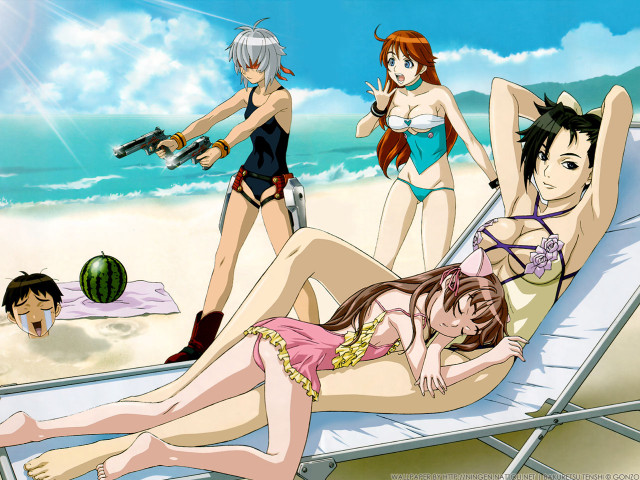Beach girls guns summer sky free wallpaper for desktop - medium preview image