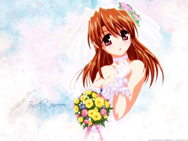 Bride flower bouquet anime blush free wallpaper for desktop - medium preview image