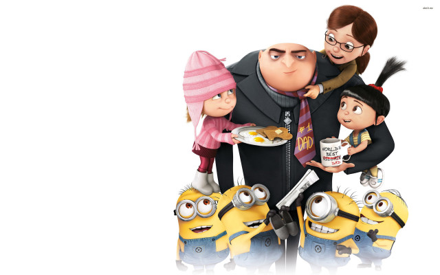 Family three cartoon character coffee free wallpaper for desktop - medium preview image