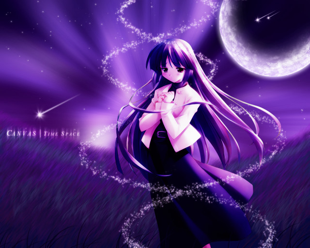 Long hair girl field moon free wallpaper for desktop - medium preview image