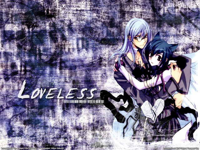 Anime couple hugging loveless gothic free wallpaper for desktop - medium preview image