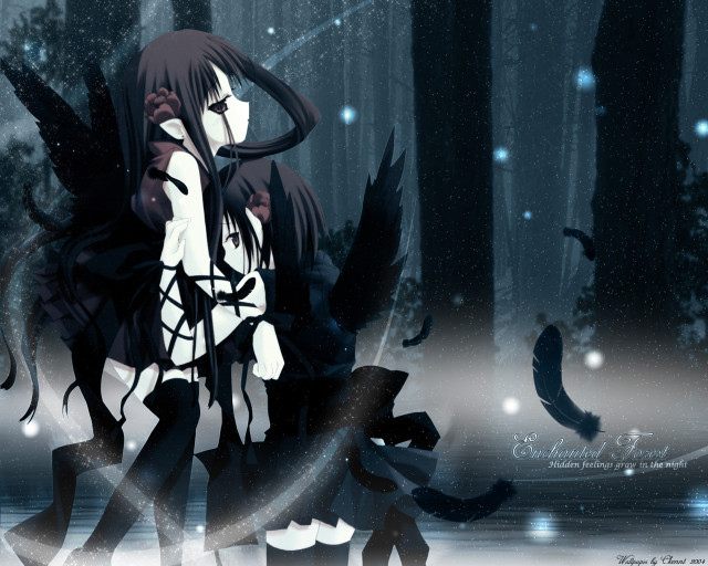 Long hair gothic anime woods free wallpaper for desktop - medium preview image