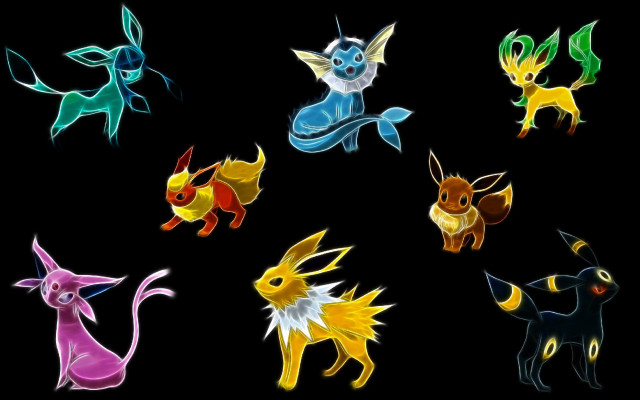 Colored pokemons black background group free wallpaper for desktop - medium preview image