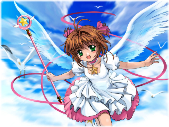 Angel wings sword clouds magical free wallpaper for desktop - medium preview image