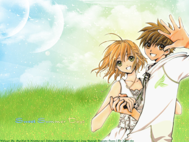 Anime couple field moon sky free wallpaper for desktop - medium preview image
