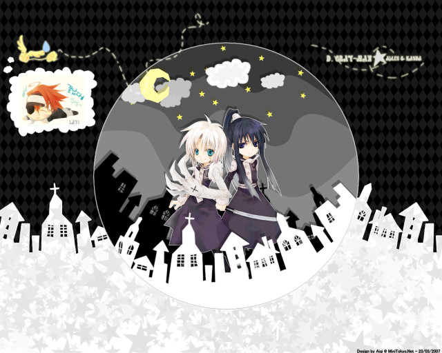Anime girls cityscape moon gothic free wallpaper for desktop - medium preview image