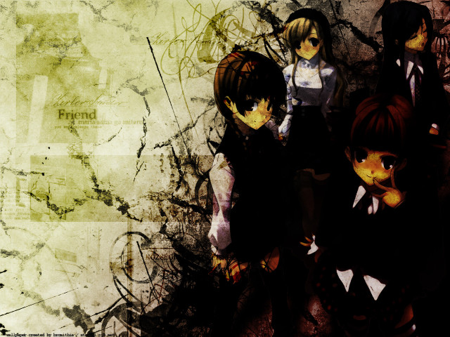 Anime girls grungy background gothic free wallpaper for desktop - medium preview image