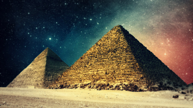 Pyramid desert stars red blue free wallpaper for desktop - medium preview image