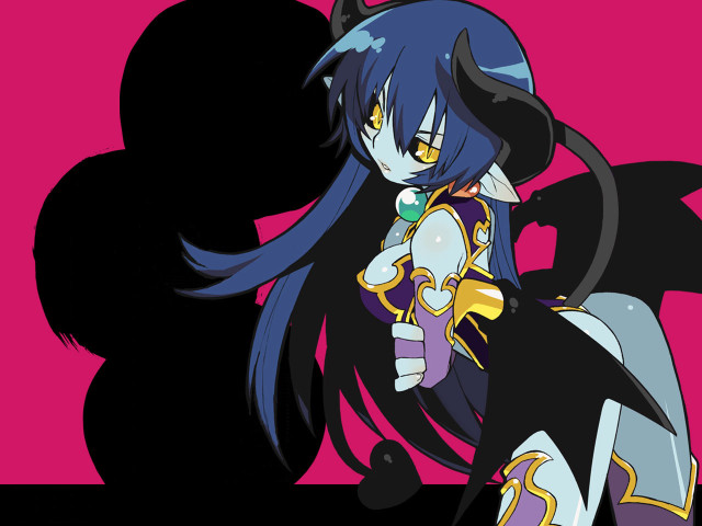 Demon girl blue hair black free wallpaper for desktop - medium preview image