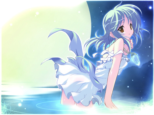 Girl floating water aurora anime free wallpaper for desktop - medium preview image