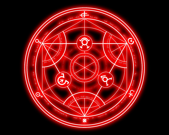 Red circle symbols glow clock free wallpaper for desktop - medium preview image