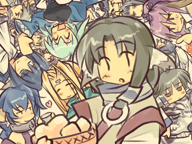 Diverse haircolors group mosaic anime free wallpaper for desktop - medium preview image