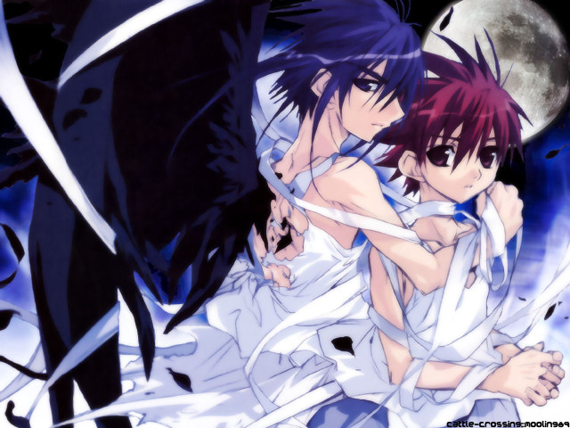 Anime gothic hug fullmoon blackcat free wallpaper for desktop - medium preview image