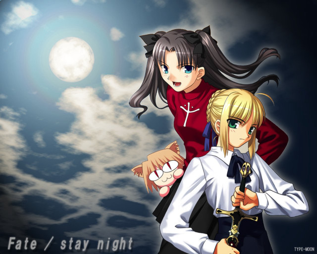 Fullmoon animegirls swordkey neo romantic free wallpaper for desktop - medium preview image