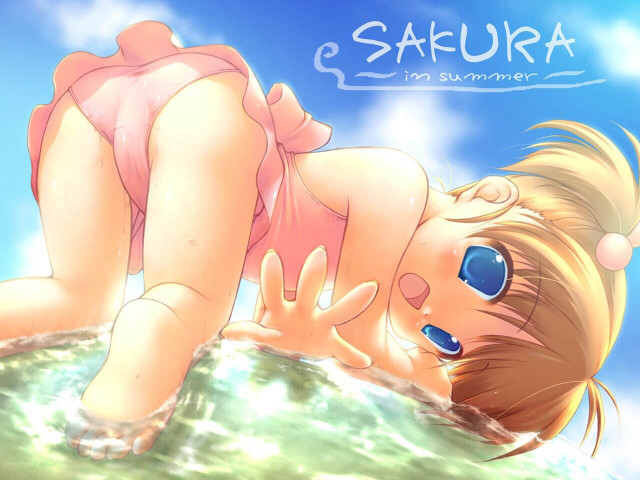 Cartoon girl water summer anime free wallpaper for desktop - medium preview image