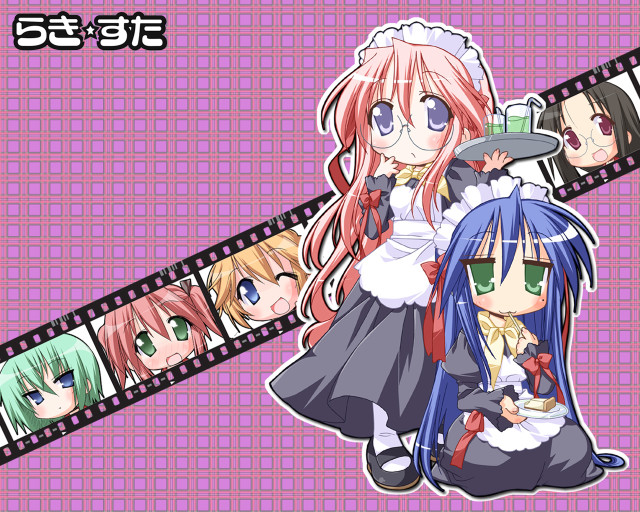 Anime mosaic fishnets blonde bluehair free wallpaper for desktop - medium preview image