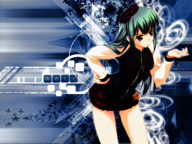 Girl dancing blue background green #2 free wallpaper for desktop - medium preview image