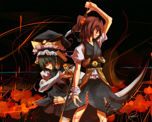 Anime characters field flowers swords free wallpaper for desktop - medium preview image