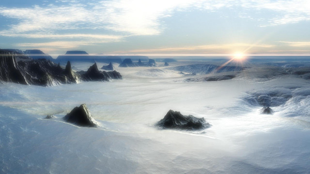 Snowy mountains cloudy sky sunlight free wallpaper for desktop - medium preview image