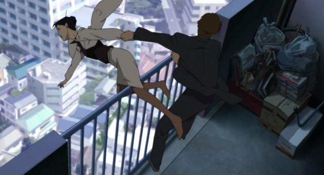 Man woman balcony cityscape magical free wallpaper for desktop - medium preview image