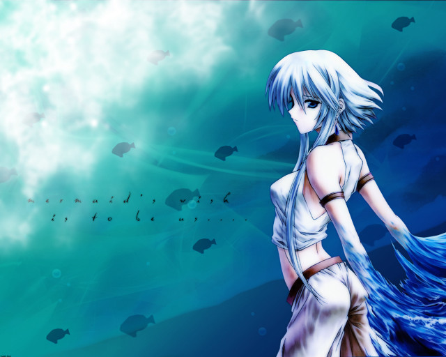 Woman fish sky anime dolphin free wallpaper for desktop - medium preview image