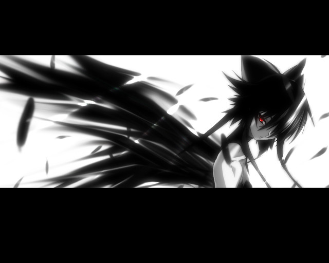 Black white anime red eyes free wallpaper for desktop - medium preview image