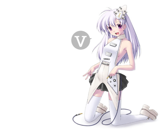 White haired woman kneeling purple free wallpaper for desktop - medium preview image