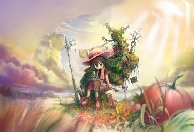 Girl hat bag fantasy illustration free wallpaper for desktop - medium preview image