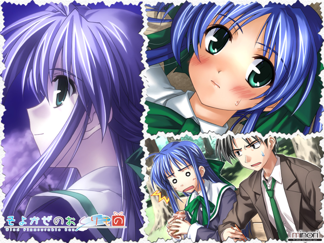 Anime group bluehair greeneyes eizan free wallpaper for desktop - medium preview image