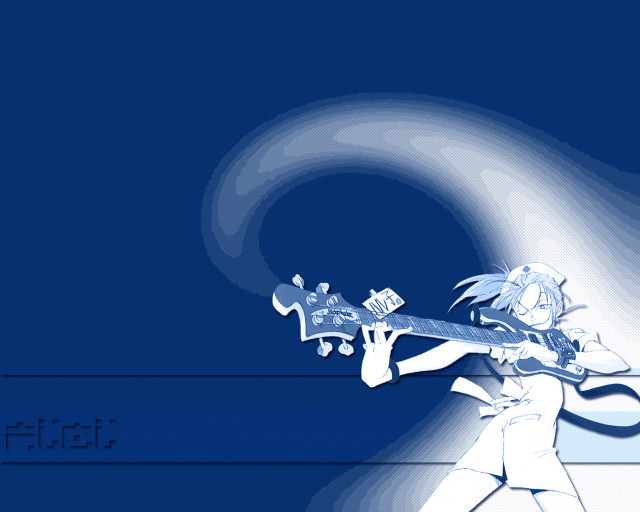 Girl playing guitar blue white free wallpaper for desktop - medium preview image
