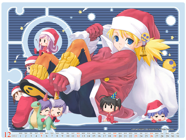 Christmas girls santa reindeer puzzle free wallpaper for desktop - medium preview image