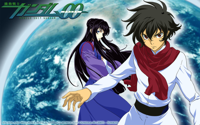 Anime couple blue planet tech free wallpaper for desktop - medium preview image