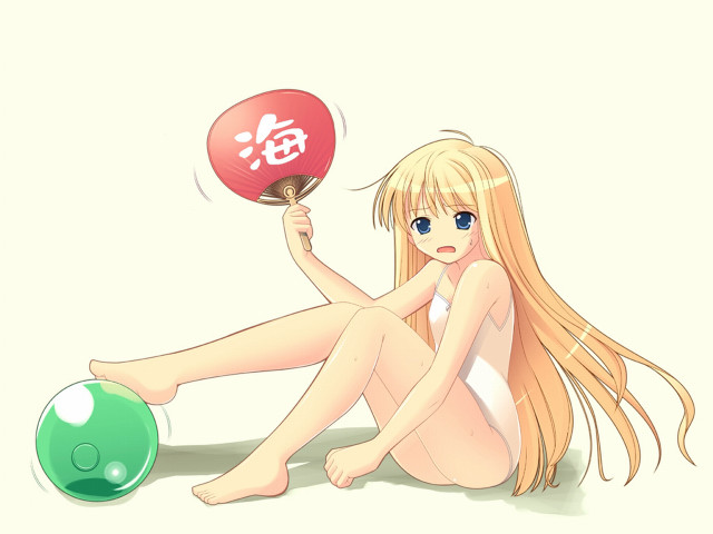 Cartoon girl balloon chinese character free wallpaper for desktop - medium preview image