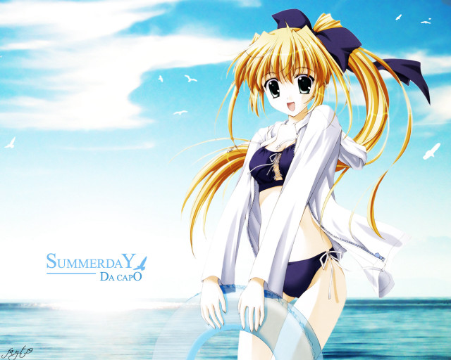 Beach bikini blonde hd anime free wallpaper for desktop - medium preview image