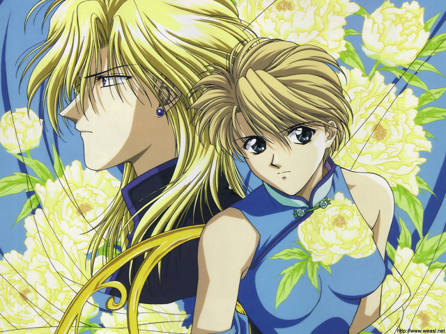 Anime couple blossom blueeyes blonde free wallpaper for desktop - medium preview image