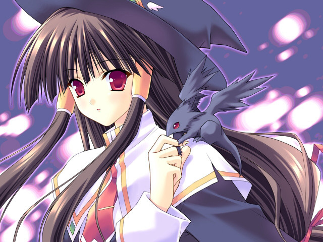 Girl hat bird purple bubbles #2 free wallpaper for desktop - medium preview image