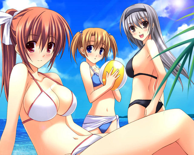 Three girls beach bikini sky free wallpaper for desktop - medium preview image