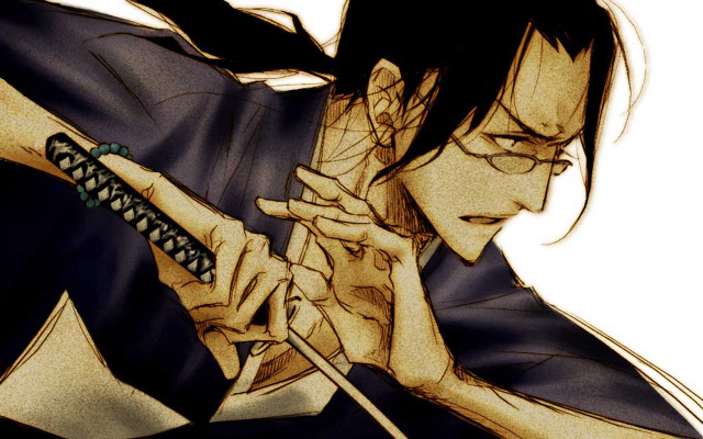 Man holding sword glasses japanese free wallpaper for desktop - medium preview image