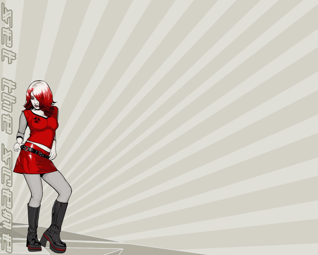 Woman red dress boots gun free wallpaper for desktop - medium preview image